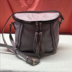 orYANY Dusty Grey Leather Tassel Crossbody Bag